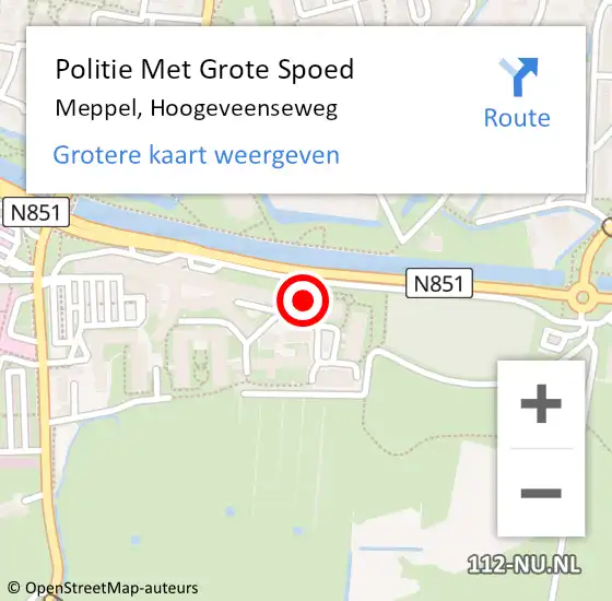 Locatie op kaart van de 112 melding: Politie Met Grote Spoed Naar Meppel, Hoogeveenseweg op 11 maart 2022 18:52