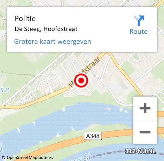 Locatie op kaart van de 112 melding: Politie De Steeg, Hoofdstraat op 11 maart 2022 18:52