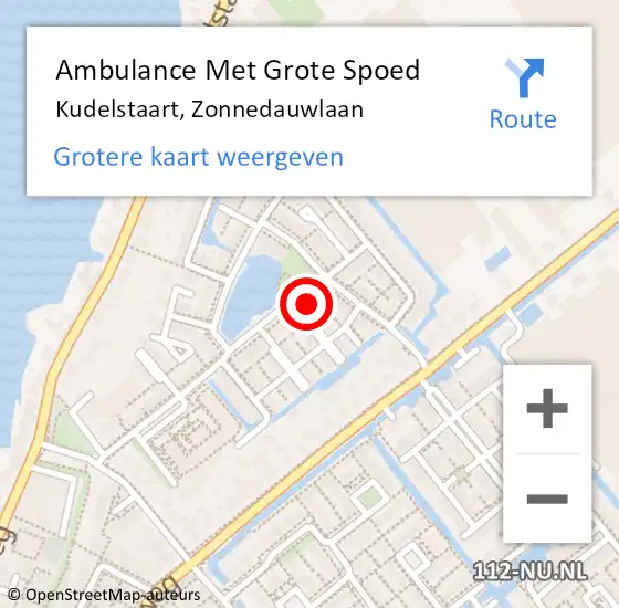 Locatie op kaart van de 112 melding: Ambulance Met Grote Spoed Naar Kudelstaart, Zonnedauwlaan op 11 maart 2022 19:15