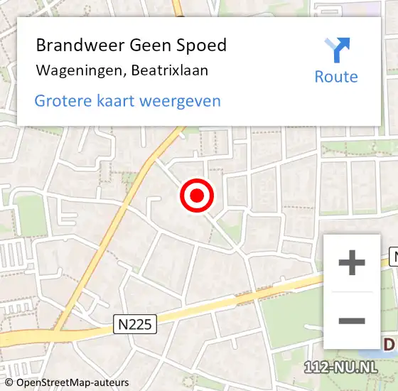 Locatie op kaart van de 112 melding: Brandweer Geen Spoed Naar Wageningen, Beatrixlaan op 11 maart 2022 19:15