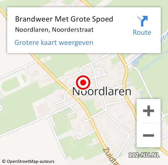 Locatie op kaart van de 112 melding: Brandweer Met Grote Spoed Naar Noordlaren, Noorderstraat op 11 maart 2022 19:32