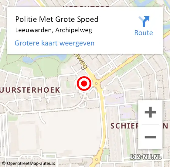 Locatie op kaart van de 112 melding: Politie Met Grote Spoed Naar Leeuwarden, Archipelweg op 11 maart 2022 19:37