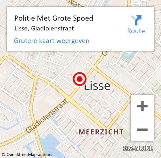 Locatie op kaart van de 112 melding: Politie Met Grote Spoed Naar Lisse, Gladiolenstraat op 11 maart 2022 19:48