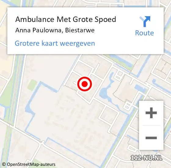 Locatie op kaart van de 112 melding: Ambulance Met Grote Spoed Naar Anna Paulowna, Biestarwe op 11 maart 2022 20:03