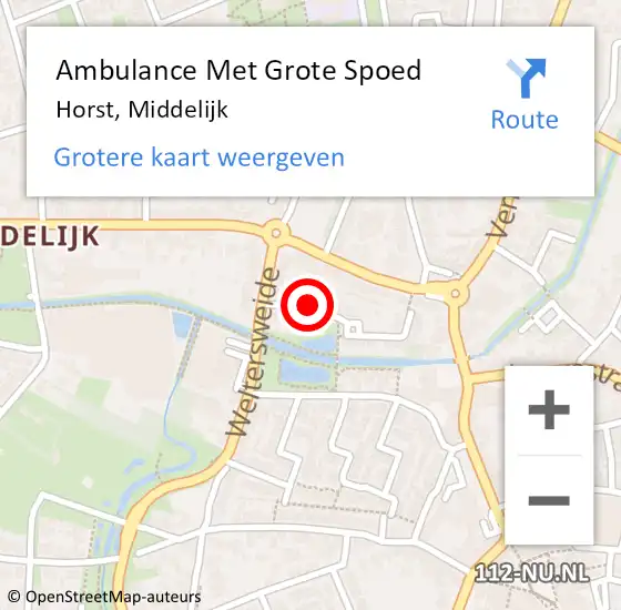 Locatie op kaart van de 112 melding: Ambulance Met Grote Spoed Naar Horst, Middelijk op 10 juli 2014 19:34