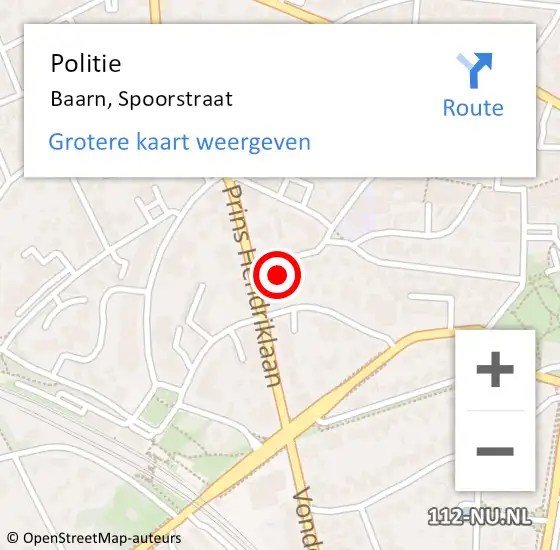 Locatie op kaart van de 112 melding: Politie Baarn, Spoorstraat op 11 maart 2022 20:33