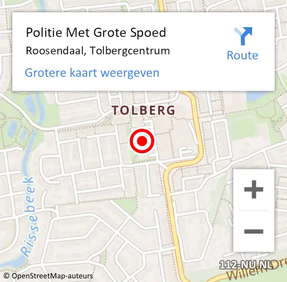 Locatie op kaart van de 112 melding: Politie Met Grote Spoed Naar Roosendaal, Tolbergcentrum op 11 maart 2022 20:46