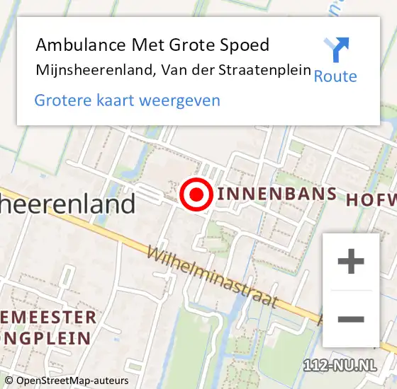 Locatie op kaart van de 112 melding: Ambulance Met Grote Spoed Naar Mijnsheerenland, Van der Straatenplein op 11 maart 2022 20:46