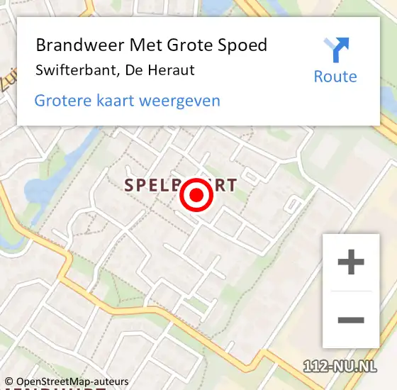 Locatie op kaart van de 112 melding: Brandweer Met Grote Spoed Naar Swifterbant, De Heraut op 11 maart 2022 20:53
