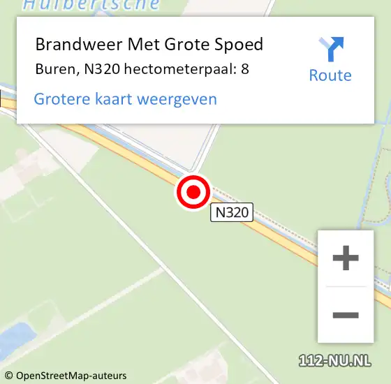 Locatie op kaart van de 112 melding: Brandweer Met Grote Spoed Naar Buren, N320 hectometerpaal: 8 op 11 maart 2022 20:57