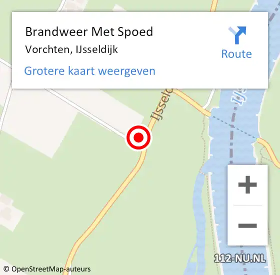 Locatie op kaart van de 112 melding: Brandweer Met Spoed Naar Vorchten, IJsseldijk op 11 maart 2022 21:26