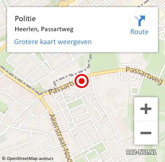 Locatie op kaart van de 112 melding: Politie Heerlen, Passartweg op 11 maart 2022 21:28