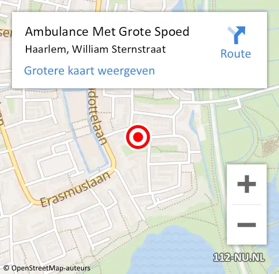 Locatie op kaart van de 112 melding: Ambulance Met Grote Spoed Naar Haarlem, William Sternstraat op 11 maart 2022 21:30