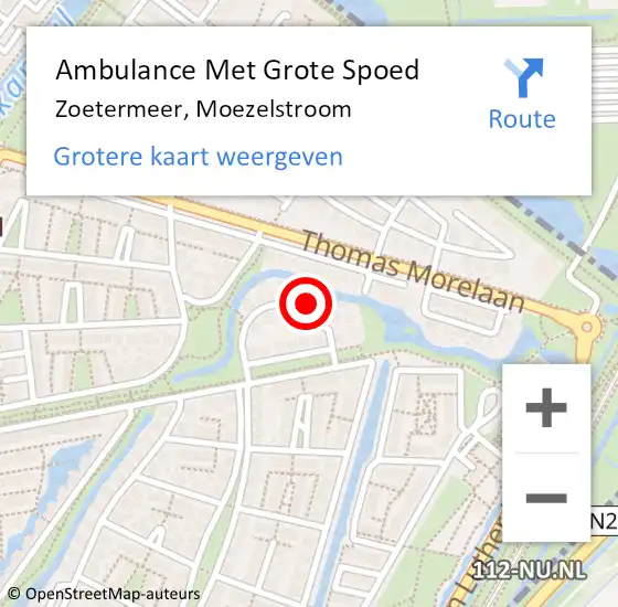 Locatie op kaart van de 112 melding: Ambulance Met Grote Spoed Naar Zoetermeer, Moezelstroom op 11 maart 2022 21:53
