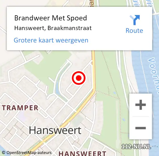 Locatie op kaart van de 112 melding: Brandweer Met Spoed Naar Hansweert, Braakmanstraat op 11 maart 2022 21:54