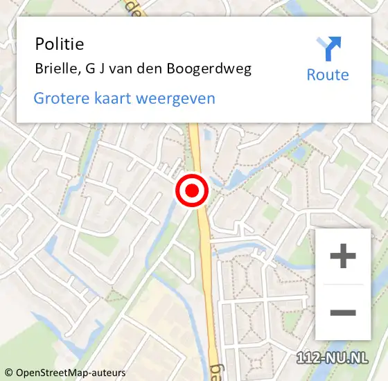 Locatie op kaart van de 112 melding: Politie Brielle, G J van den Boogerdweg op 11 maart 2022 21:54