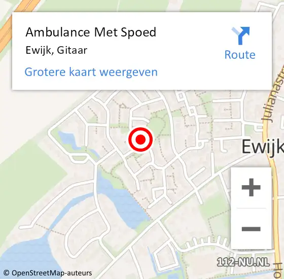 Locatie op kaart van de 112 melding: Ambulance Met Spoed Naar Ewijk, Gitaar op 11 maart 2022 22:11