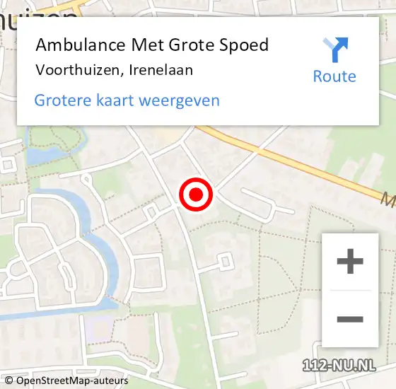 Locatie op kaart van de 112 melding: Ambulance Met Grote Spoed Naar Voorthuizen, Irenelaan op 10 juli 2014 19:46