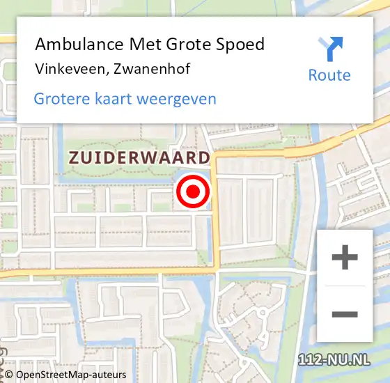 Locatie op kaart van de 112 melding: Ambulance Met Grote Spoed Naar Vinkeveen, Zwanenhof op 11 maart 2022 22:52