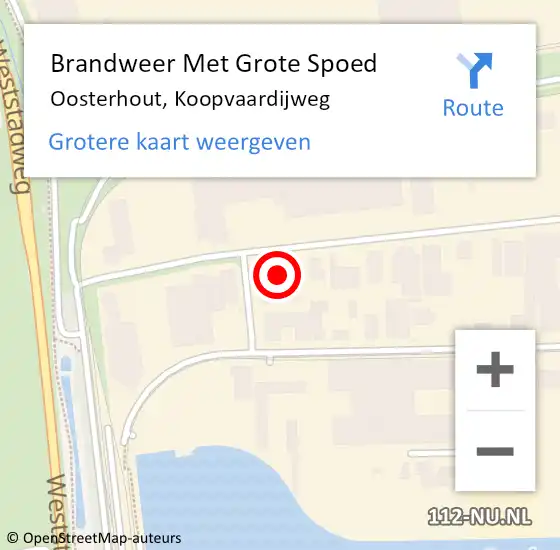 Locatie op kaart van de 112 melding: Brandweer Met Grote Spoed Naar Oosterhout, Koopvaardijweg op 11 maart 2022 22:57