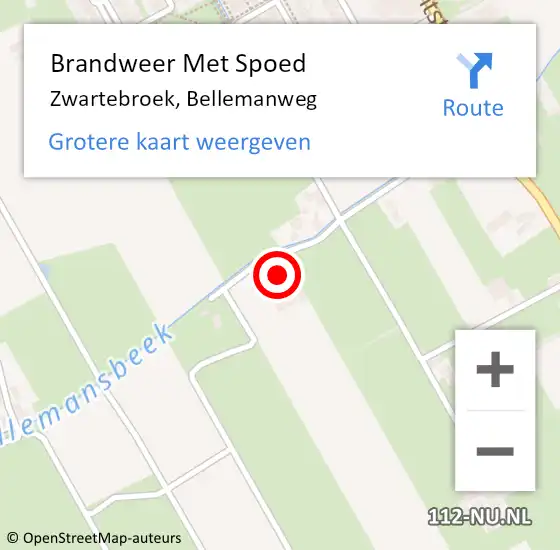 Locatie op kaart van de 112 melding: Brandweer Met Spoed Naar Zwartebroek, Bellemanweg op 11 maart 2022 23:02