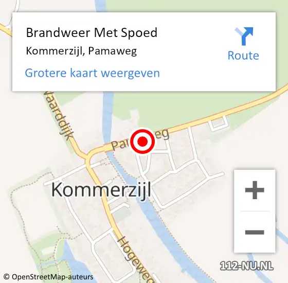 Locatie op kaart van de 112 melding: Brandweer Met Spoed Naar Kommerzijl, Pamaweg op 11 maart 2022 23:04