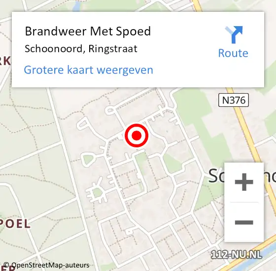 Locatie op kaart van de 112 melding: Brandweer Met Spoed Naar Schoonoord, Ringstraat op 11 maart 2022 23:11