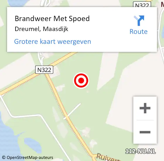 Locatie op kaart van de 112 melding: Brandweer Met Spoed Naar Dreumel, Maasdijk op 11 maart 2022 23:18