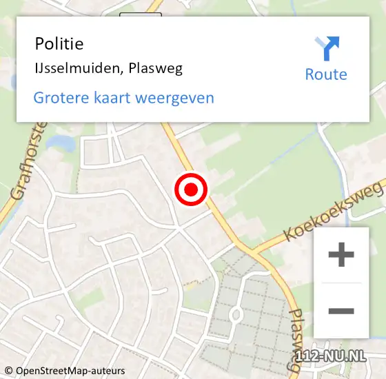 Locatie op kaart van de 112 melding: Politie IJsselmuiden, Plasweg op 11 maart 2022 23:30