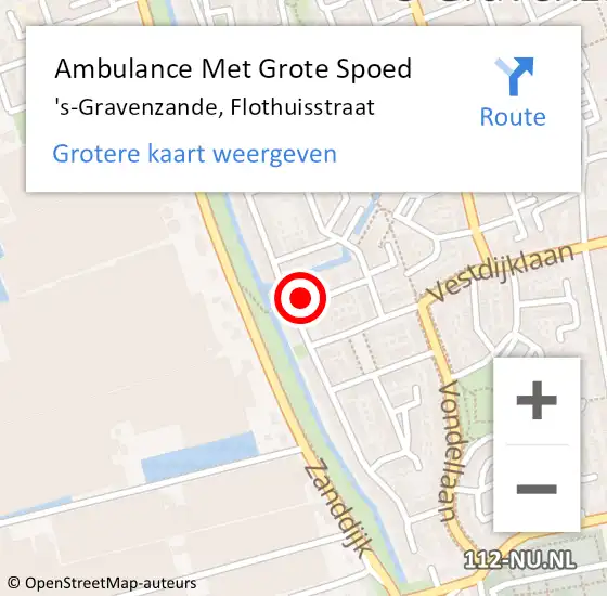 Locatie op kaart van de 112 melding: Ambulance Met Grote Spoed Naar 's-Gravenzande, Flothuisstraat op 11 maart 2022 23:31