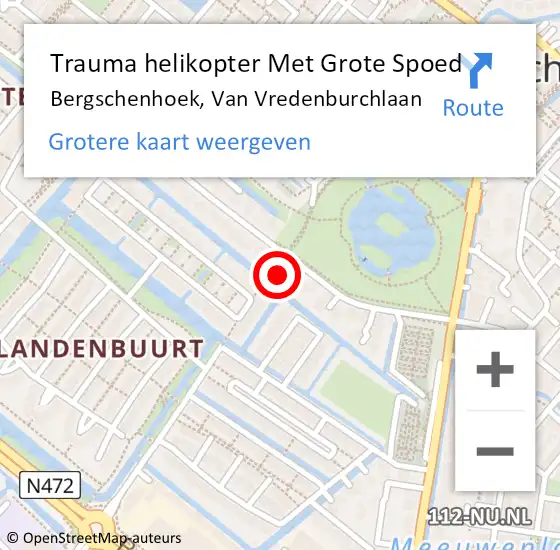 Locatie op kaart van de 112 melding: Trauma helikopter Met Grote Spoed Naar Bergschenhoek, Van Vredenburchlaan op 11 maart 2022 23:38