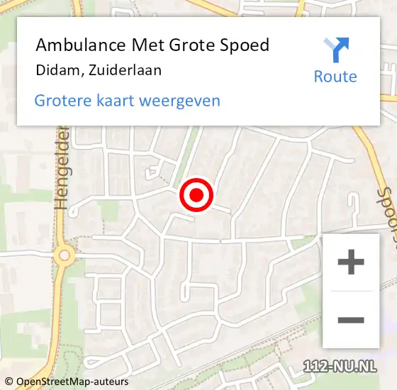 Locatie op kaart van de 112 melding: Ambulance Met Grote Spoed Naar Didam, Zuiderlaan op 11 maart 2022 23:42