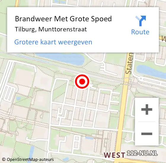 Locatie op kaart van de 112 melding: Brandweer Met Grote Spoed Naar Tilburg, Munttorenstraat op 11 maart 2022 23:58