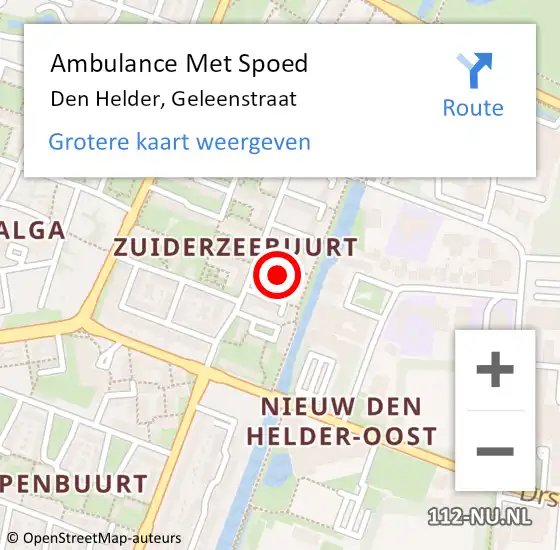 Locatie op kaart van de 112 melding: Ambulance Met Spoed Naar Den Helder, Geleenstraat op 12 maart 2022 00:10
