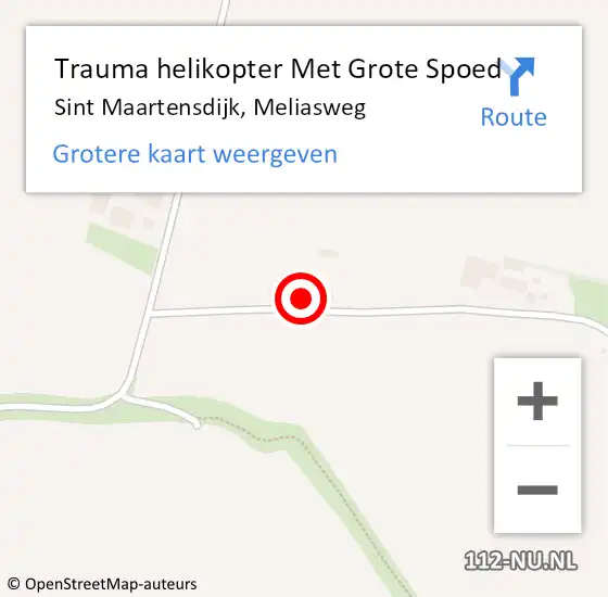 Locatie op kaart van de 112 melding: Trauma helikopter Met Grote Spoed Naar Sint Maartensdijk, Meliasweg op 12 maart 2022 00:13