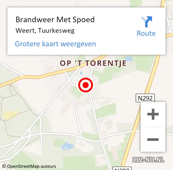 Locatie op kaart van de 112 melding: Brandweer Met Spoed Naar Weert, Tuurkesweg op 12 maart 2022 00:17