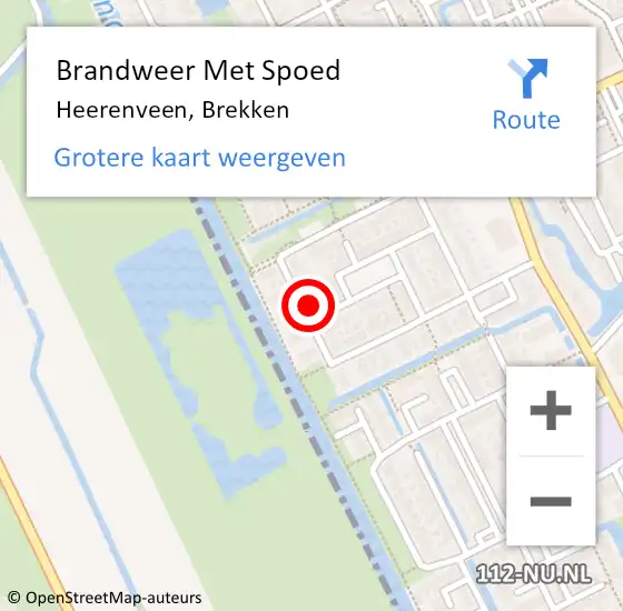 Locatie op kaart van de 112 melding: Brandweer Met Spoed Naar Heerenveen, Brekken op 12 maart 2022 01:18