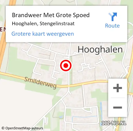 Locatie op kaart van de 112 melding: Brandweer Met Grote Spoed Naar Hooghalen, Stengelinstraat op 12 maart 2022 01:48