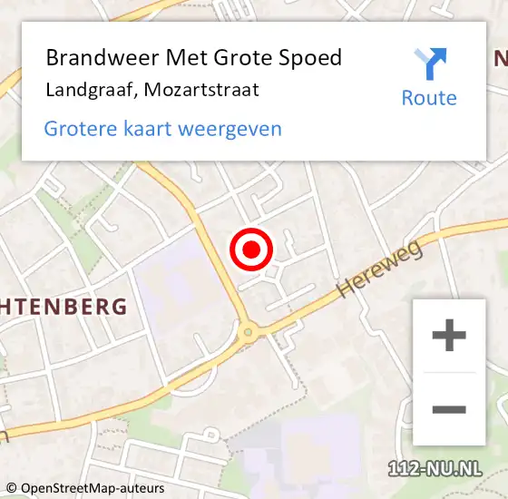 Locatie op kaart van de 112 melding: Brandweer Met Grote Spoed Naar Landgraaf, Mozartstraat op 12 maart 2022 02:21