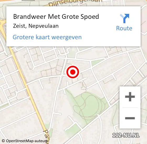 Locatie op kaart van de 112 melding: Brandweer Met Grote Spoed Naar Zeist, Nepveulaan op 12 maart 2022 03:00