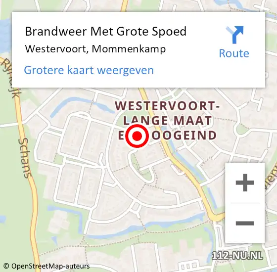 Locatie op kaart van de 112 melding: Brandweer Met Grote Spoed Naar Westervoort, Mommenkamp op 12 maart 2022 03:05