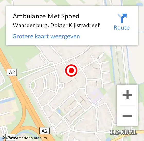 Locatie op kaart van de 112 melding: Ambulance Met Spoed Naar Waardenburg, Dokter Kijlstradreef op 12 maart 2022 03:48