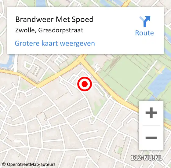 Locatie op kaart van de 112 melding: Brandweer Met Spoed Naar Zwolle, Grasdorpstraat op 12 maart 2022 04:10