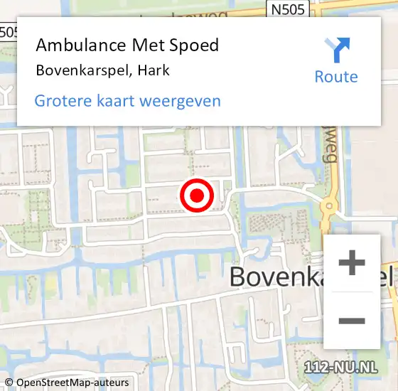 Locatie op kaart van de 112 melding: Ambulance Met Spoed Naar Bovenkarspel, Hark op 12 maart 2022 04:33