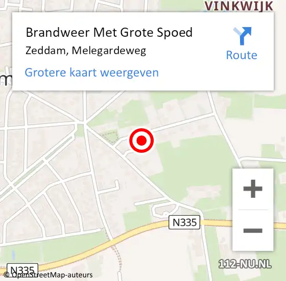 Locatie op kaart van de 112 melding: Brandweer Met Grote Spoed Naar Zeddam, Melegardeweg op 12 maart 2022 05:14