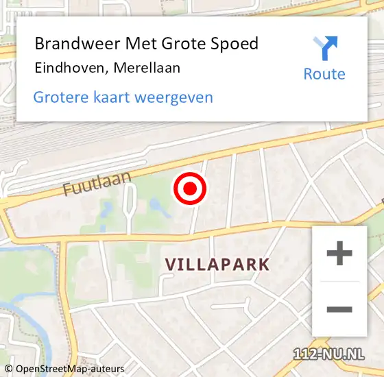 Locatie op kaart van de 112 melding: Brandweer Met Grote Spoed Naar Eindhoven, Merellaan op 12 maart 2022 06:11