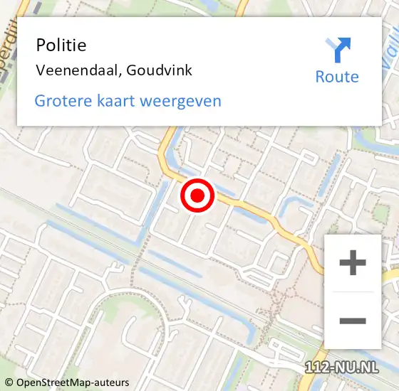 Locatie op kaart van de 112 melding: Politie Veenendaal, Goudvink op 12 maart 2022 06:55