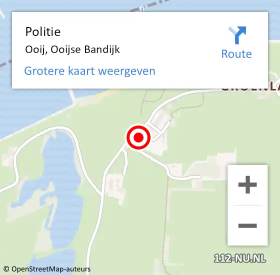 Locatie op kaart van de 112 melding: Politie Ooij, Ooijse Bandijk op 12 maart 2022 07:07