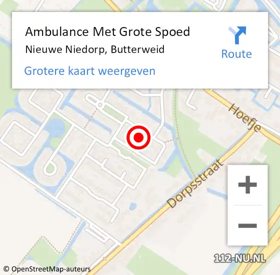 Locatie op kaart van de 112 melding: Ambulance Met Grote Spoed Naar Nieuwe Niedorp, Butterweid op 12 maart 2022 07:20