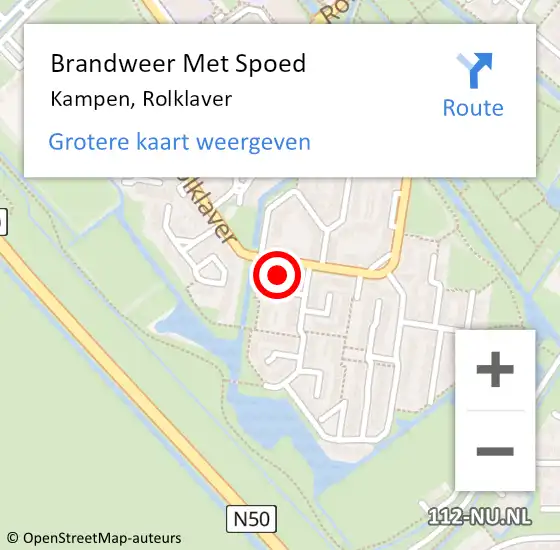 Locatie op kaart van de 112 melding: Brandweer Met Spoed Naar Kampen, Rolklaver op 12 maart 2022 07:48